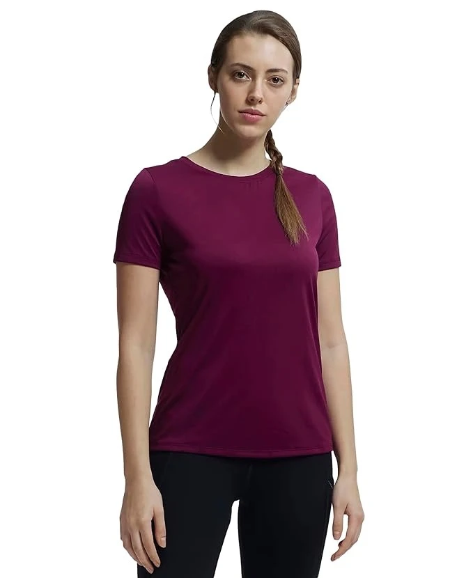 Jockey MW71 Women's Microfiber Round Neck Relaxed Fit T-Shirt with StayDry and S